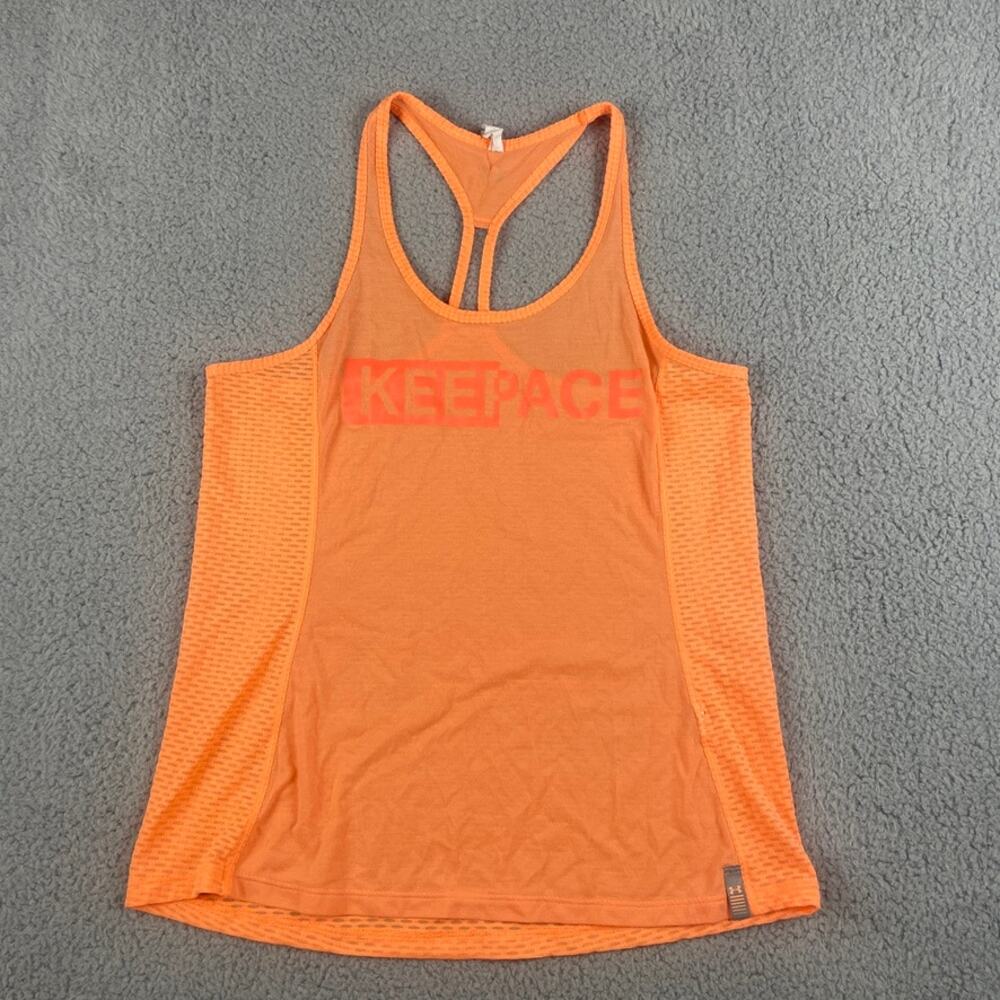 Under Armour Women's Small Orange Loose Sleeveless Athletic Workout Tank Shirt